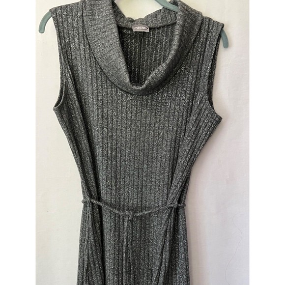 Rave sleeveless Silver Sparkle Dress Cowl Neck Date Night BodyCon Size Large - Picture 2 of 8
